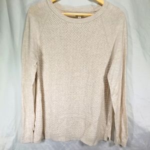 Sonoma Women's Long Sleeve Crew Neck Knit Pullover Basket Weave Sweater